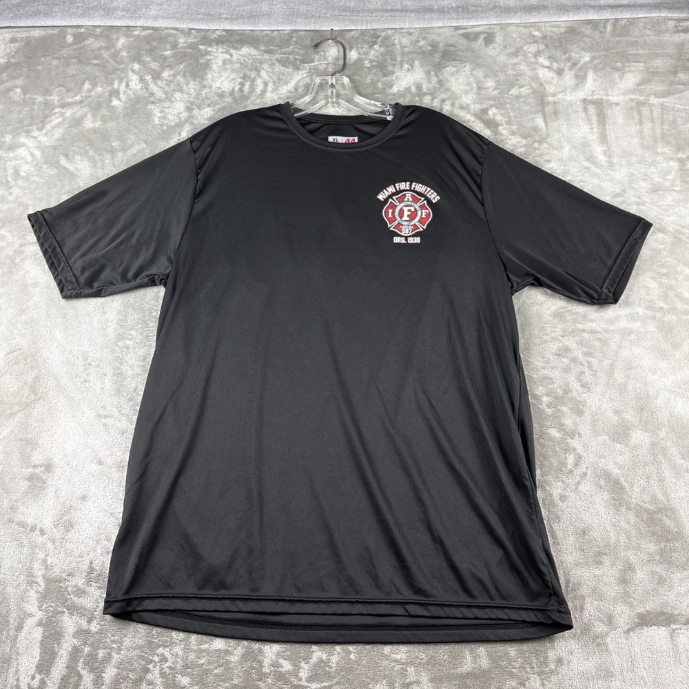 Collectible A4 T Shirt Mens XL Miami Fire Fighters Black Performance EUC